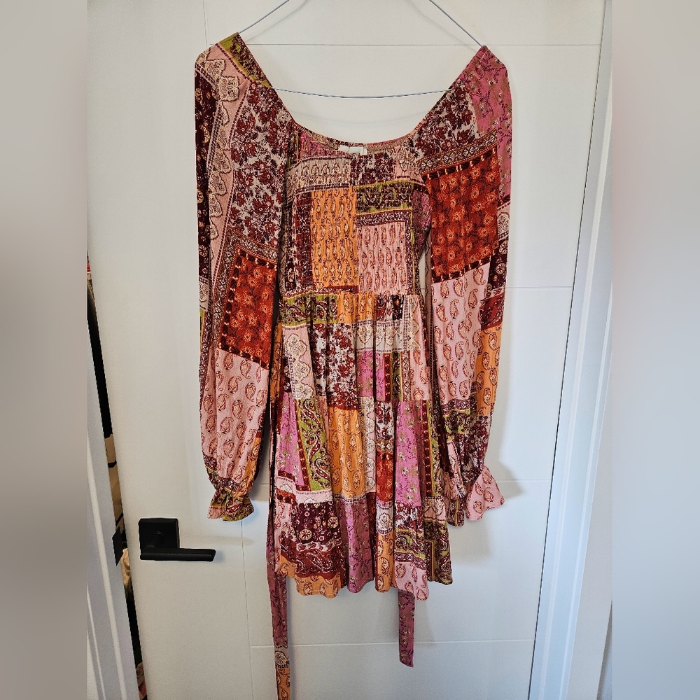 True Meaning Rust Multi Patchwork Print Dress